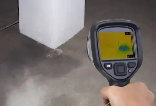 Thermal camera used to check for water leak under concrete floor