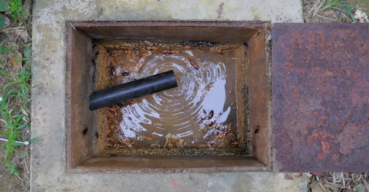 An open sewer drain for a home that needs sewer backup service in Edmonton, AB because the drain is almost backed up to its inlet pipe.