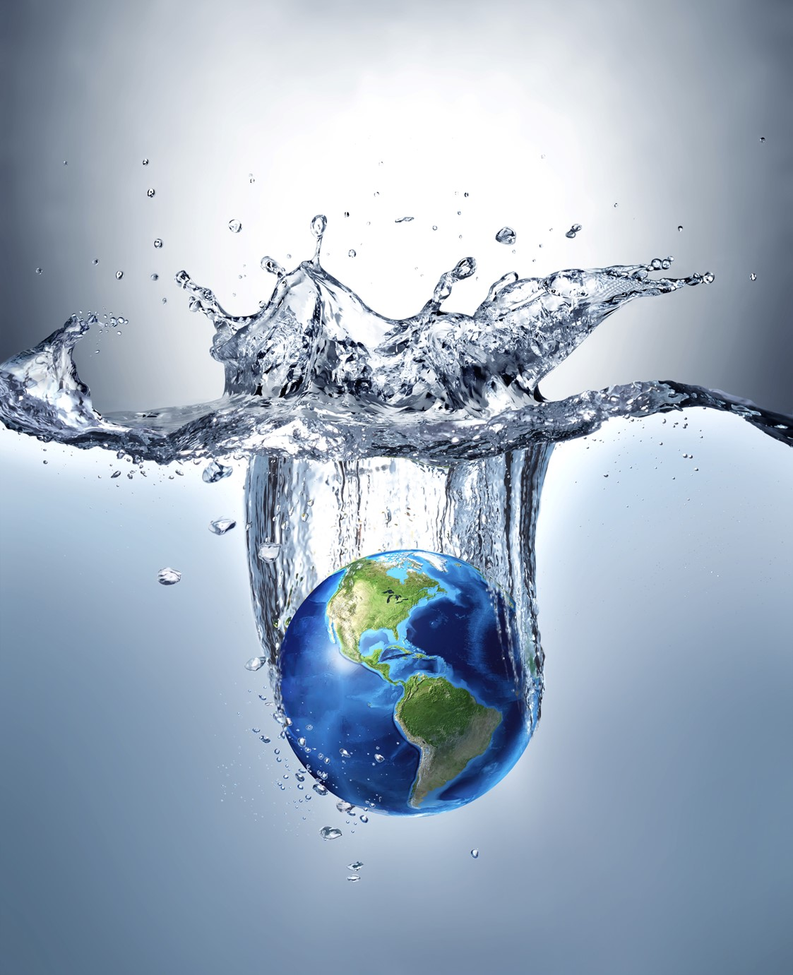 Graphic image of world globe splashing in water