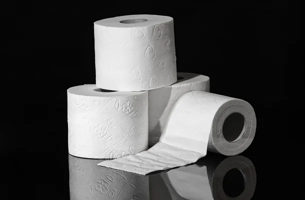 A toilet paper roll on a holder