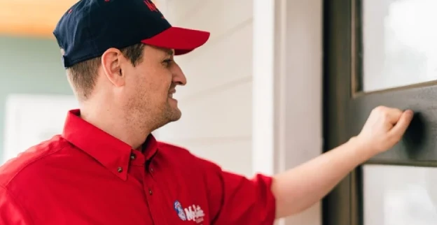 Mr. Rooter Technician reviewing pricing guide with a customer.