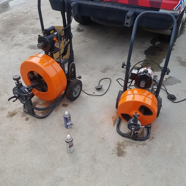 Fresh coat of paint on some sewer augers at a customers home in Edmonton